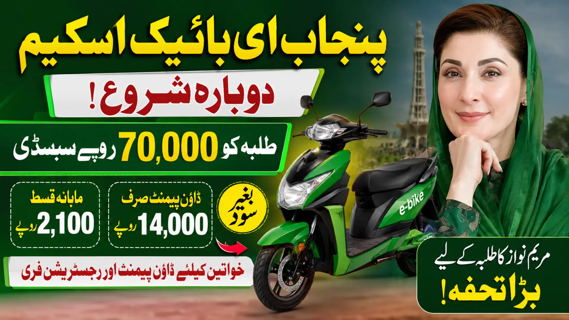 Maryam Nawaz Launch Punjab E Bike Scheme 2026 with 70,000 Subsidy and Easy Monthly Installments